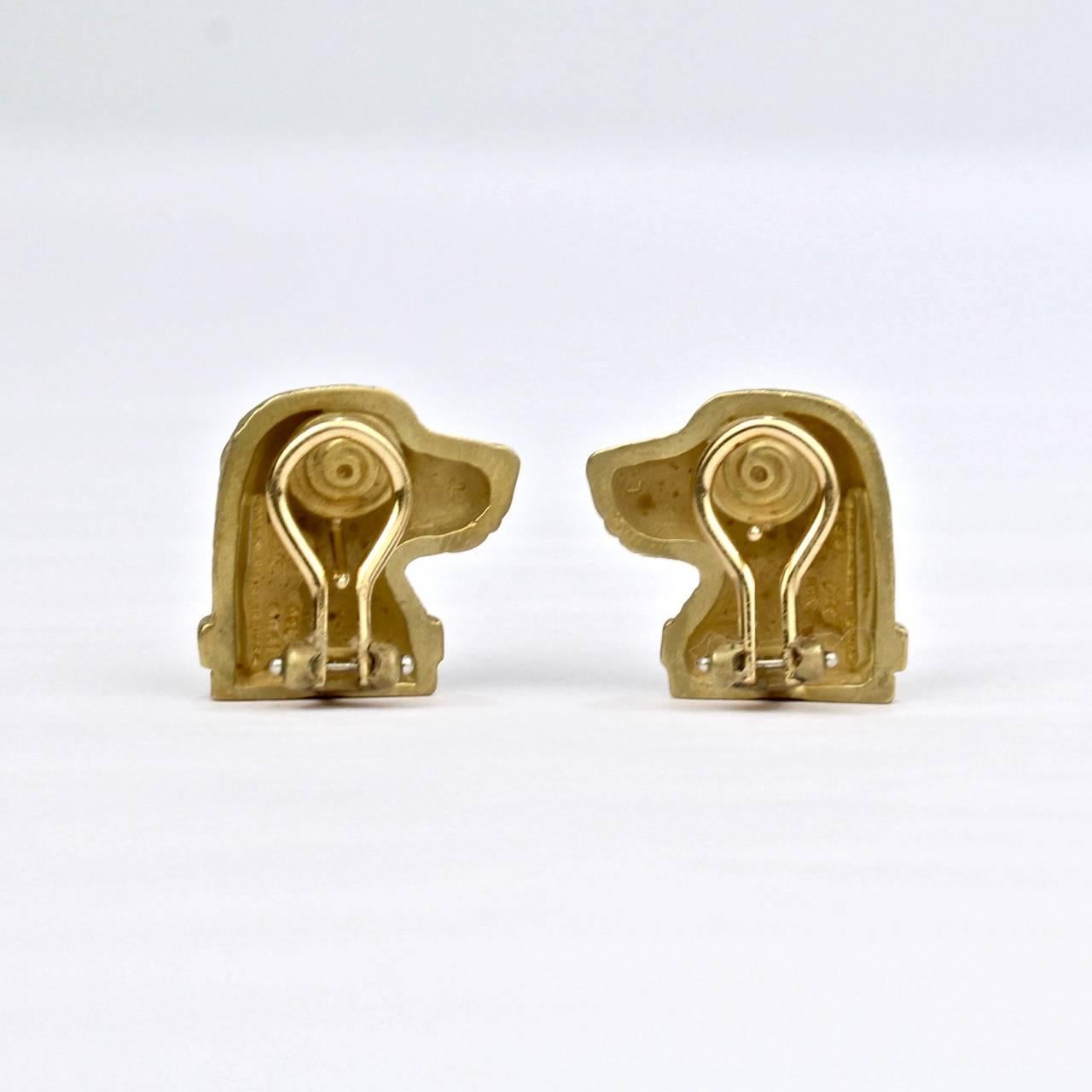 American Pair of Barry Kieselstein-Cord 18-Karat Gold Labrador Retriever Dog Earrings