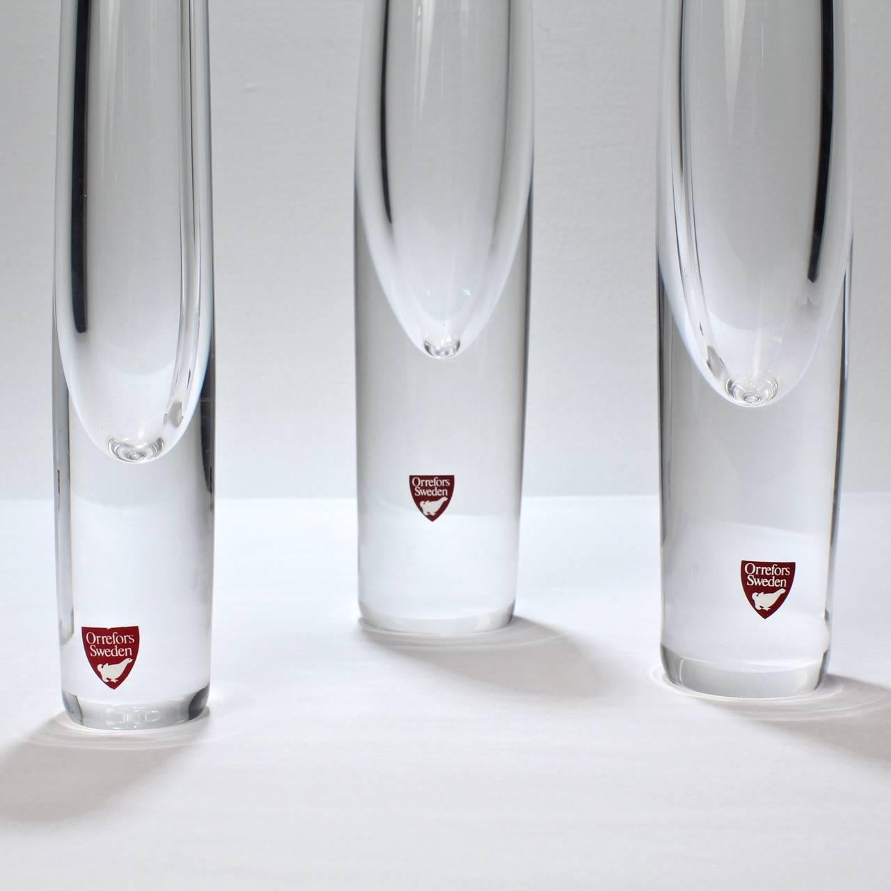 Scandinavian Modern Group of Three Mid-Century Modern Sputnik Glass Vases by Asta Stomberg, Orrefors