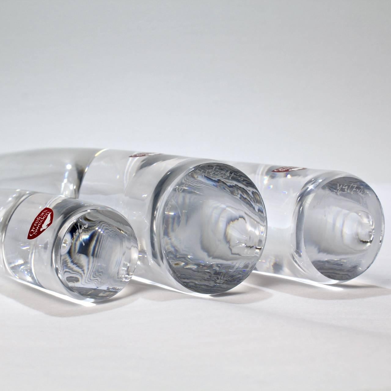 20th Century Group of Three Mid-Century Modern Sputnik Glass Vases by Asta Stomberg, Orrefors