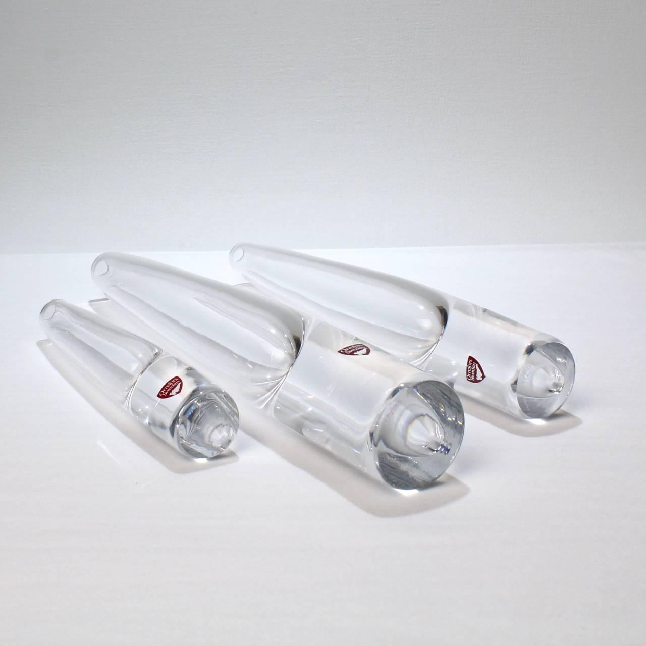 Group of Three Mid-Century Modern Sputnik Glass Vases by Asta Stomberg, Orrefors In Good Condition In Philadelphia, PA
