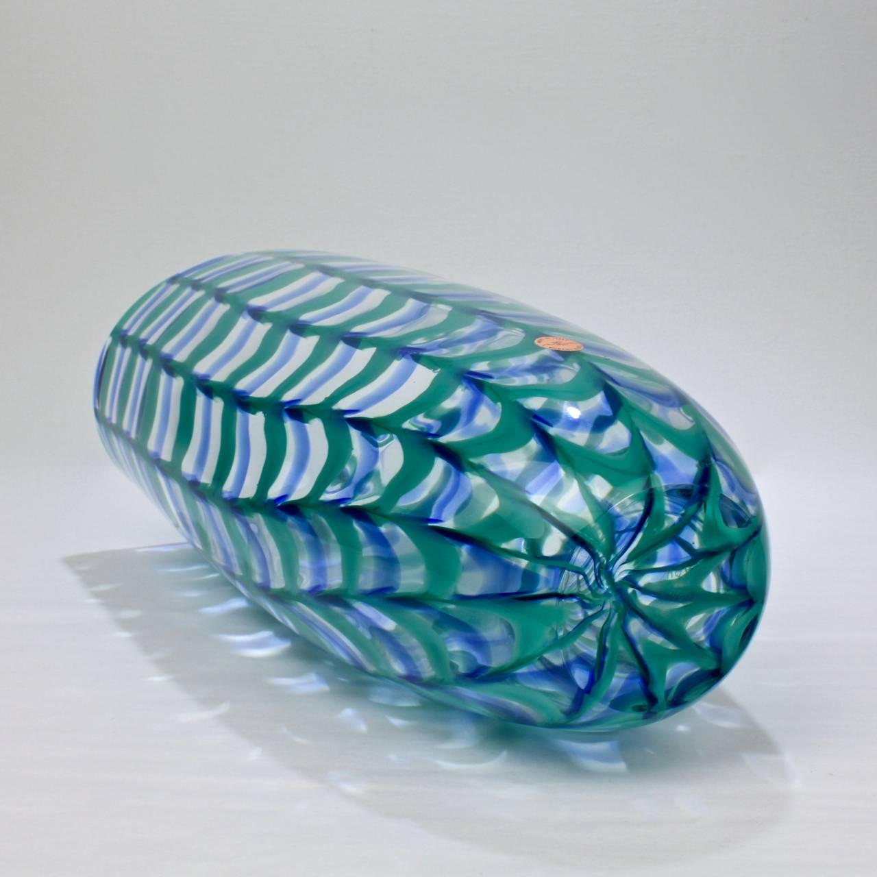 Large Seguso Viro Murano Glass Limited Edition Blue and Green 