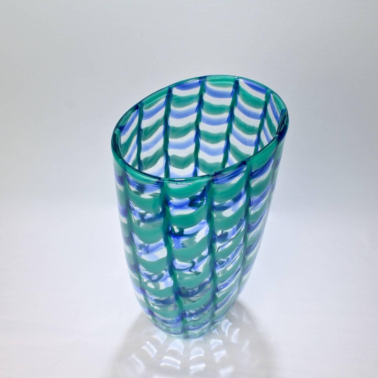 Italian Large Seguso Viro Murano Glass Limited Edition Blue and Green 