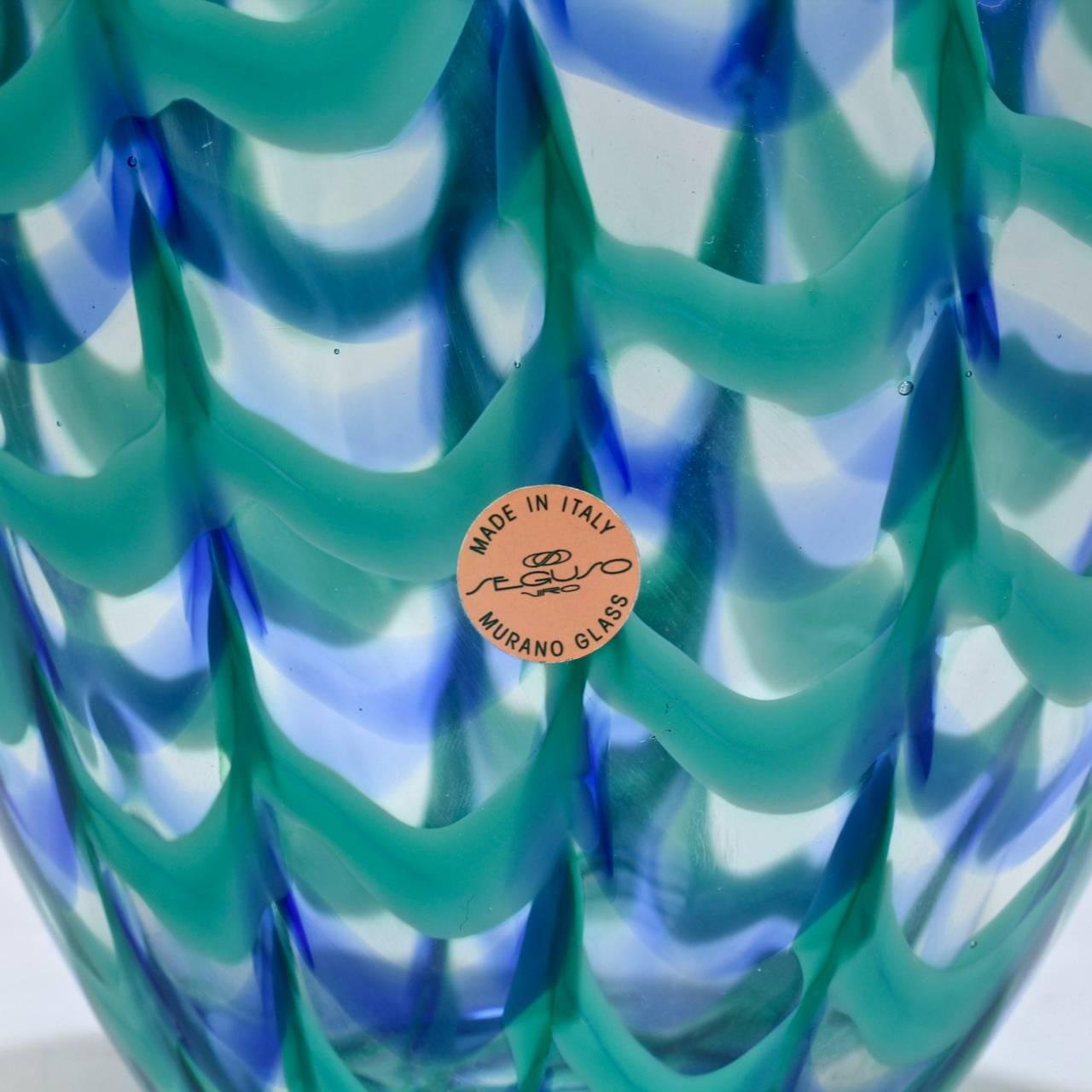 Contemporary Large Seguso Viro Murano Glass Limited Edition Blue and Green 