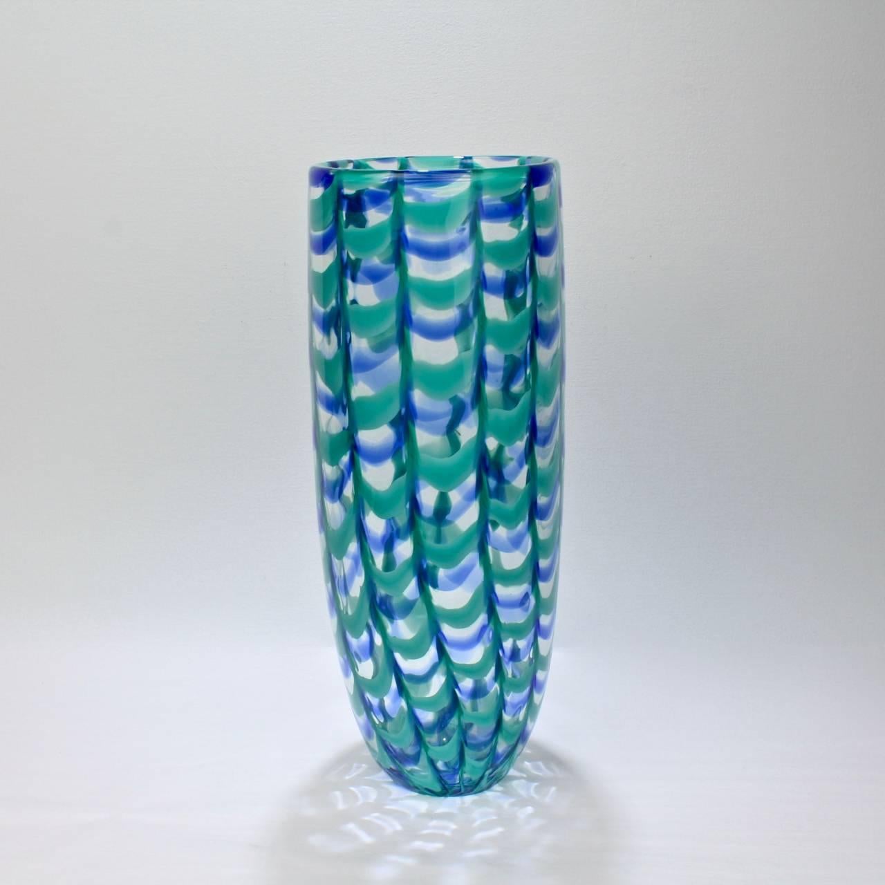 Modern Large Seguso Viro Murano Glass Limited Edition Blue and Green 