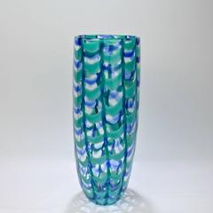 Vaso grande in vetro di Murano Seguso Viro in edizione limitata, blu e verde, "Arrow".