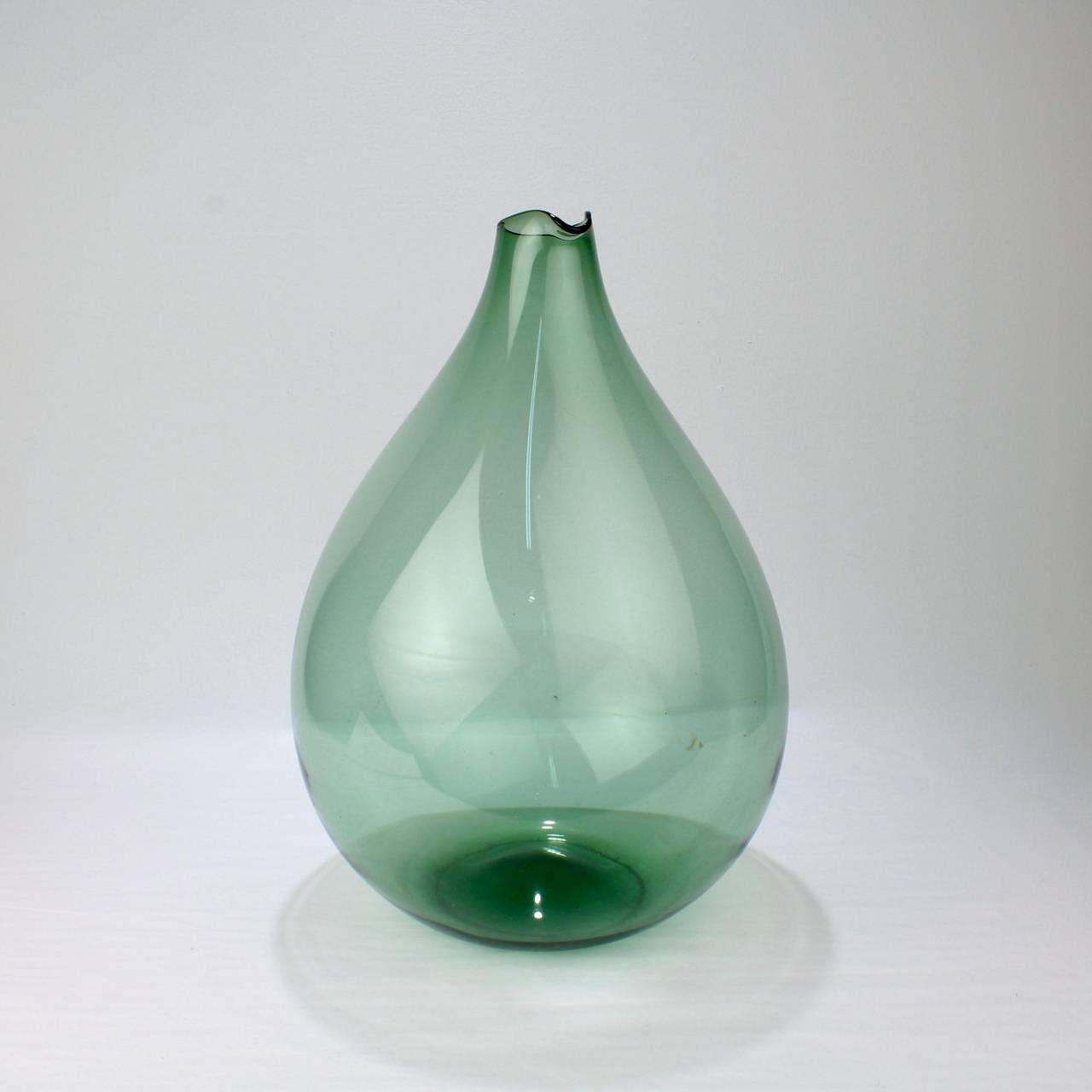 Scandinavian Modern Large Blomkulla Swedish Art Glass Jug by Kjell Blomberg for Gullaskruf, 1960s