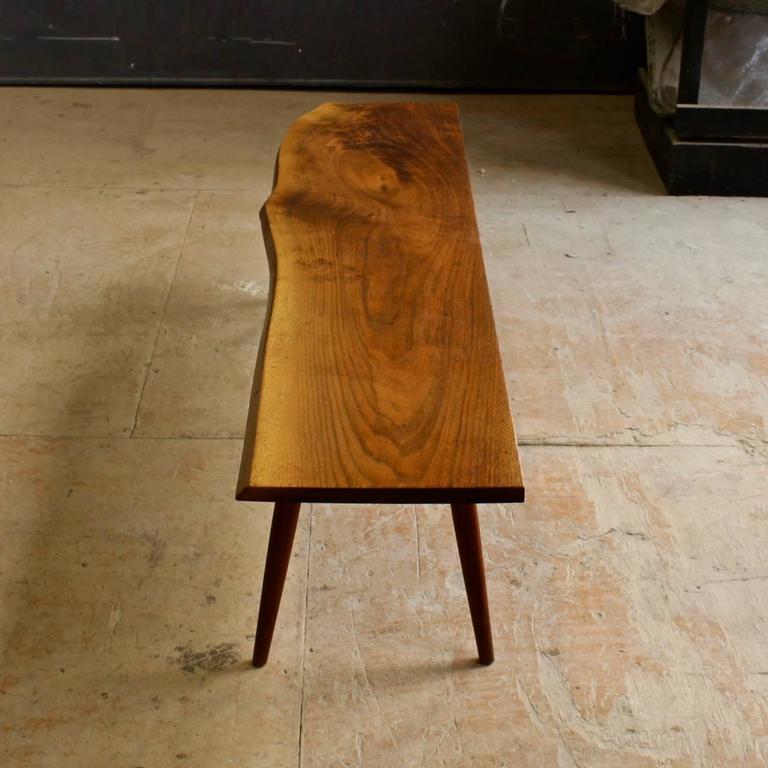 Nakashima Style Free Edge TurnedLeg Walnut Bench, 20th Century at