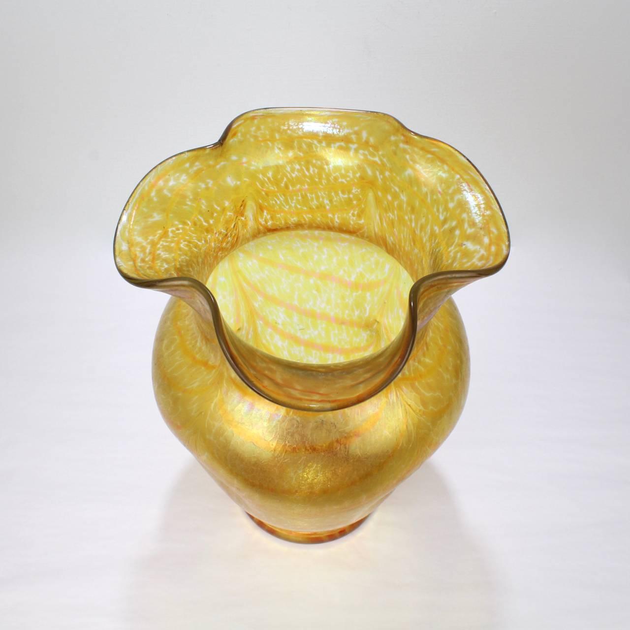 Czech Loetz Type Art Glass Changeant ‘Silberband’ Vase by Otto Thamm for Fritz Heckert For Sale