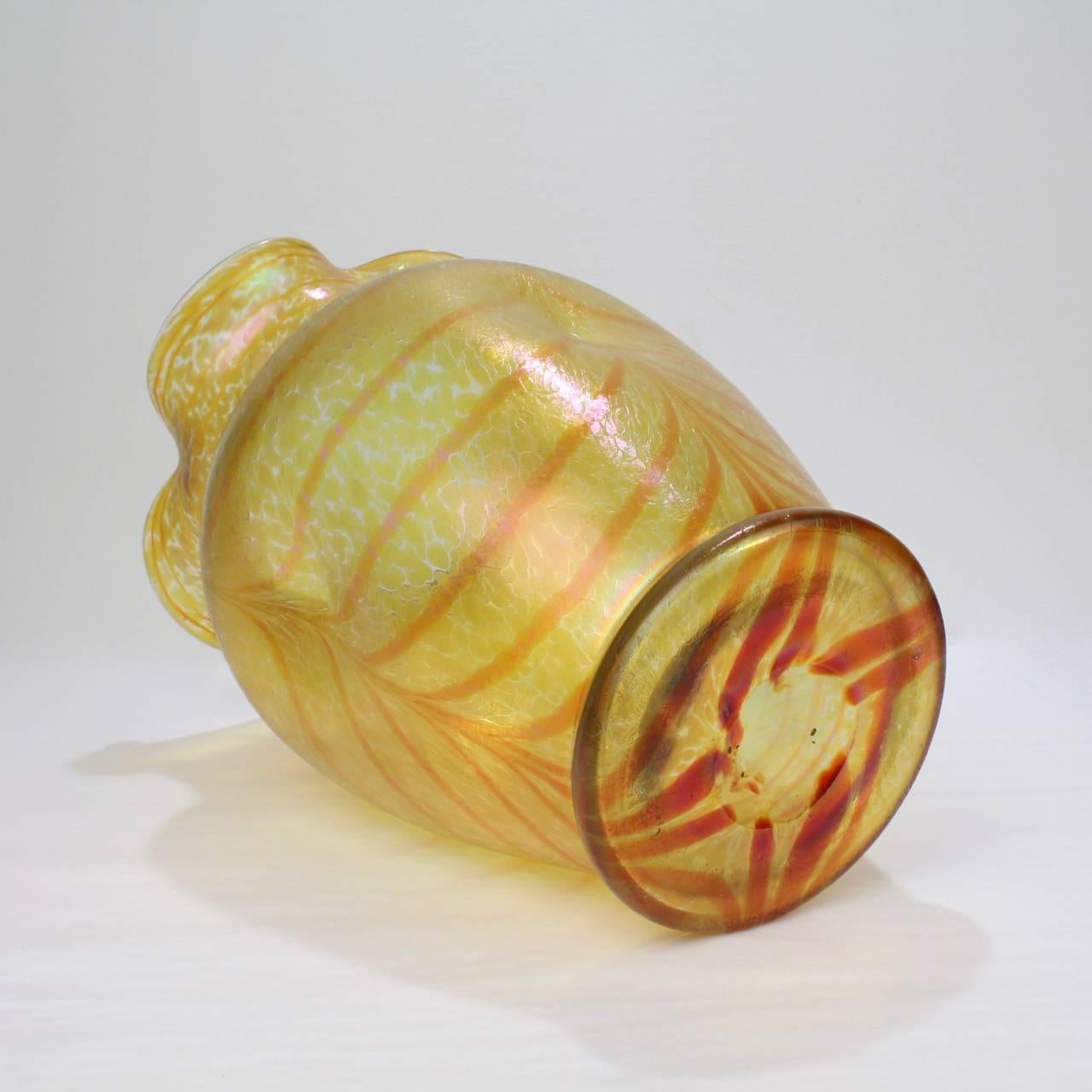 20th Century Loetz Type Art Glass Changeant ‘Silberband’ Vase by Otto Thamm for Fritz Heckert For Sale