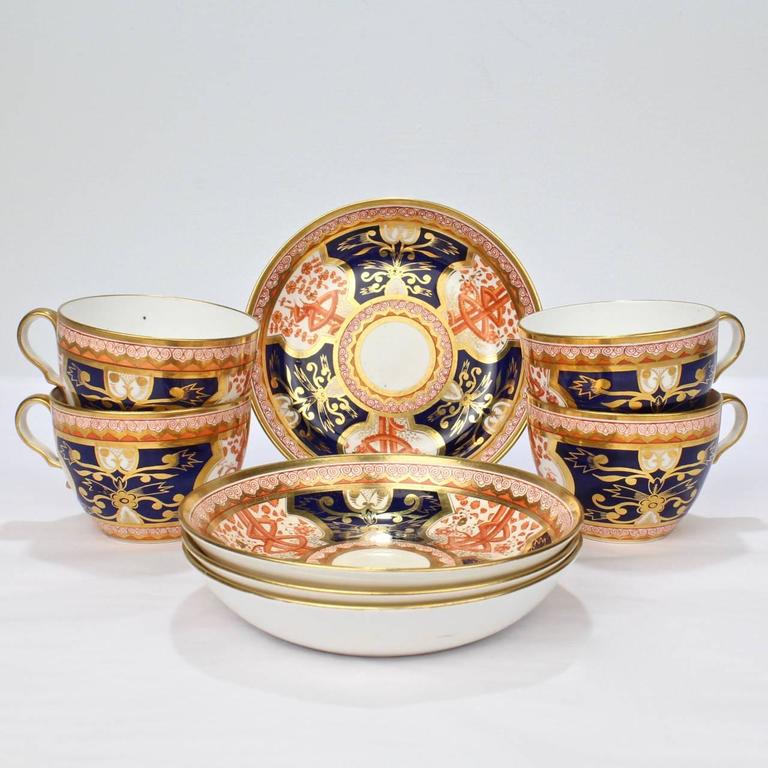 Set of Four Spode Imari Pattern 715 or Dollar Tree Pattern Tea Cups and