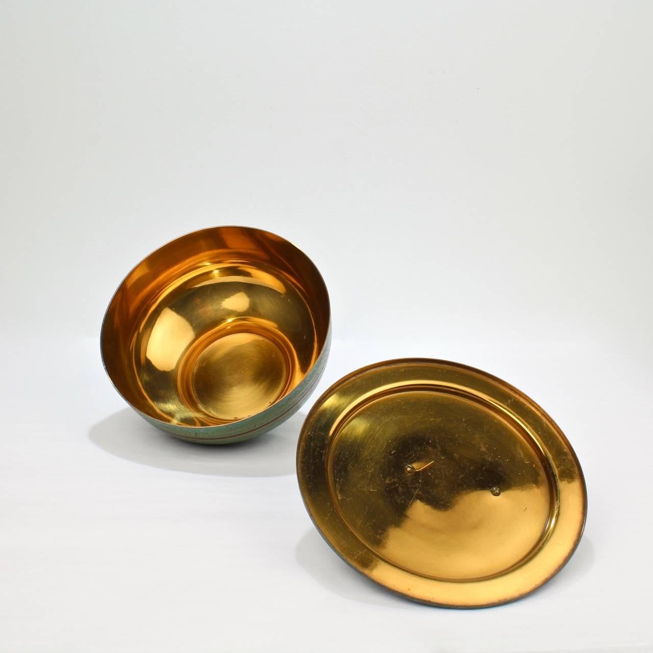 American Large Art Deco Verdigris Covered Bronze Bowl by Carl Sorensen