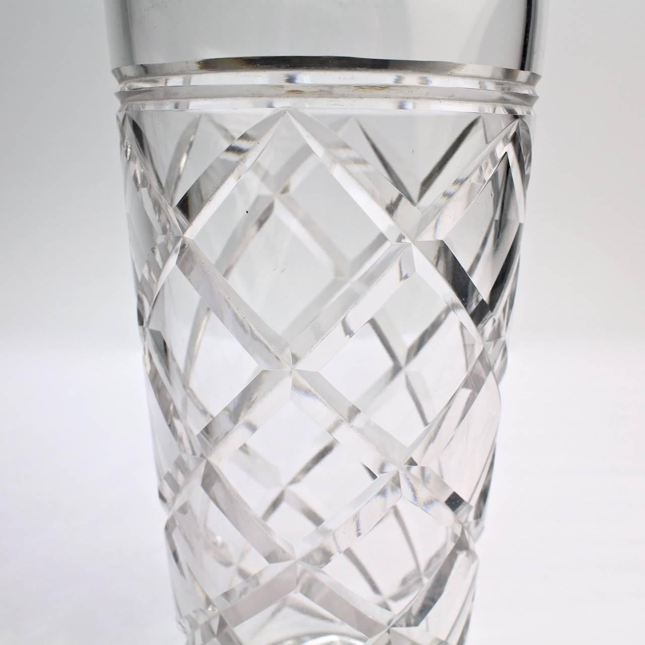 American Art Deco Cut-Glass and Sterling Silver Cocktail Shaker by Webster & Co 2