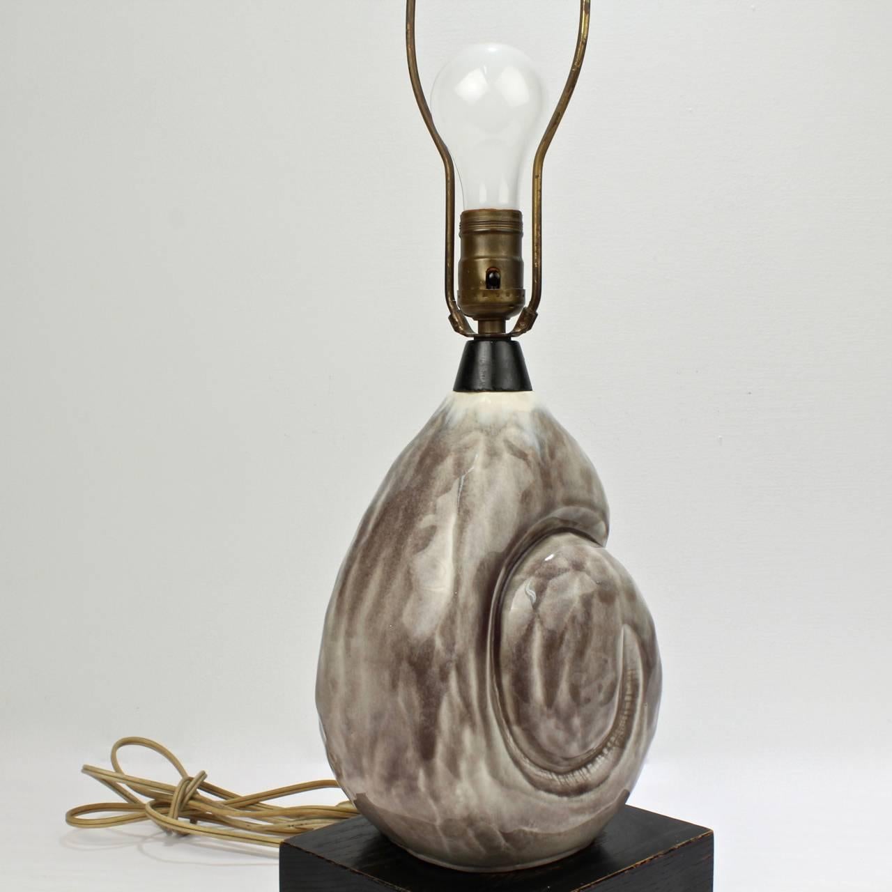20th Century Mid-Century Modern Ceramic Nautilus Table Lamp by Yasha Heifetz