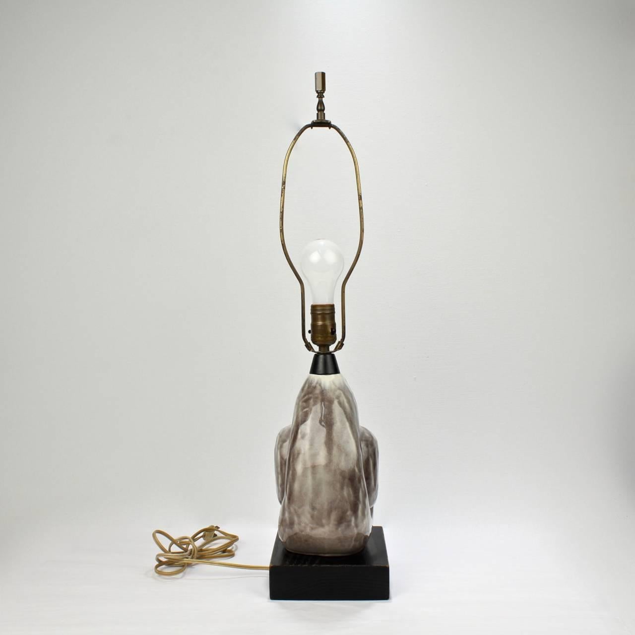 Mid-Century Modern Ceramic Nautilus Table Lamp by Yasha Heifetz In Good Condition In Philadelphia, PA