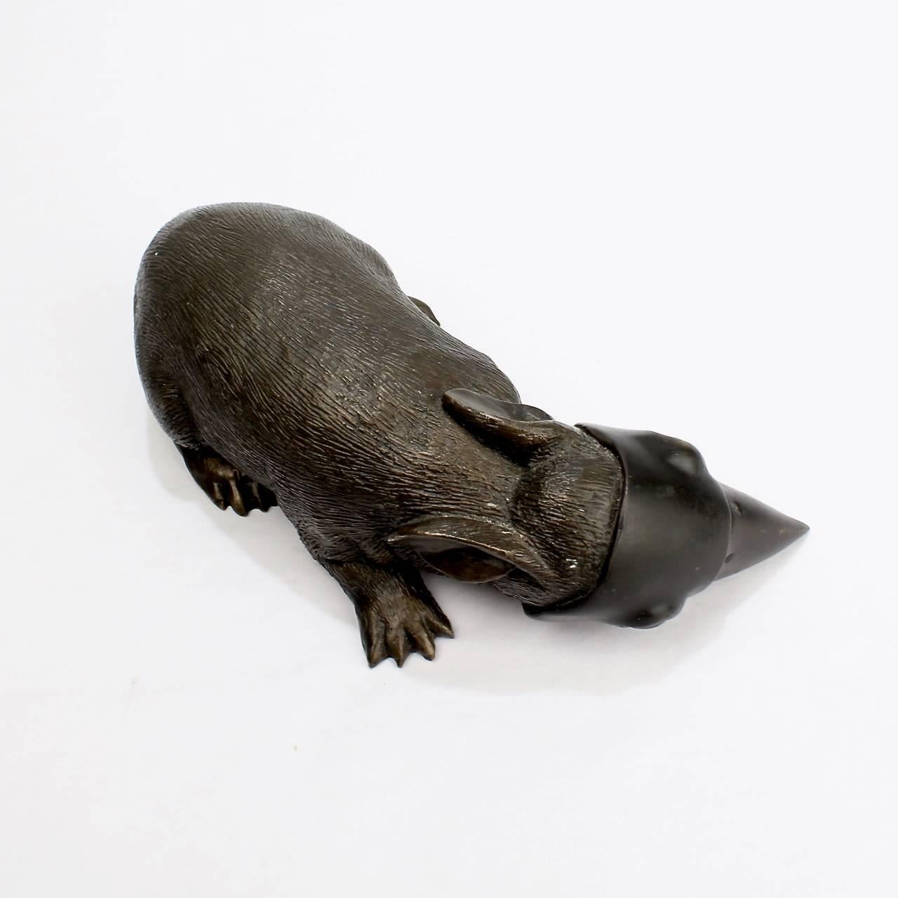 Contemporary Darla Jackson Baby Bunny with Crow's Mask Bronze Sculpture, 2015 For Sale