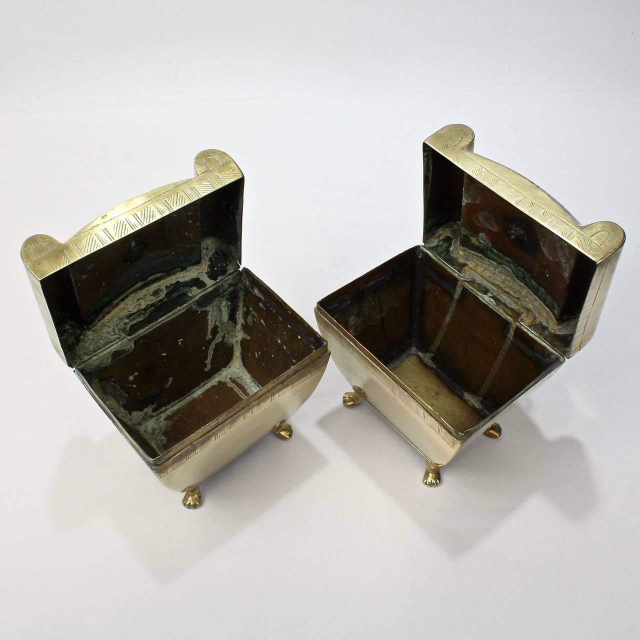 Matched Pair of English Colonial or Anglo-Indian Brass Tea Caddies 3