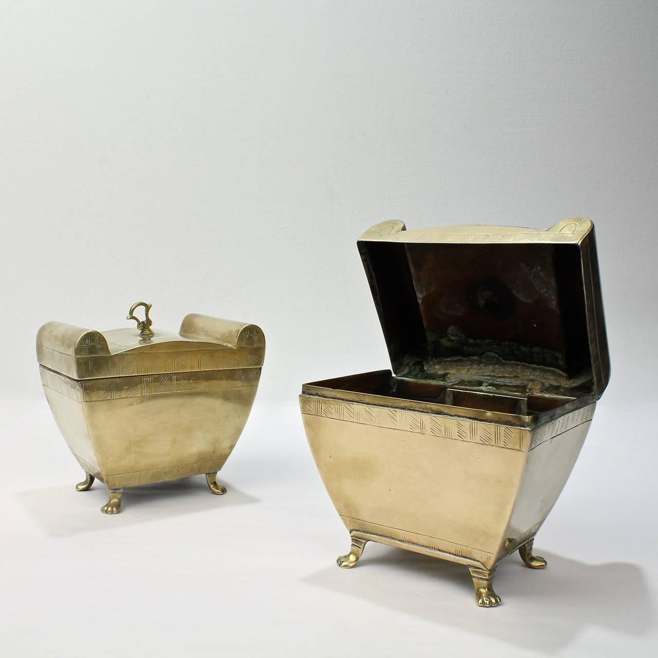 Matched Pair of English Colonial or Anglo-Indian Brass Tea Caddies 2