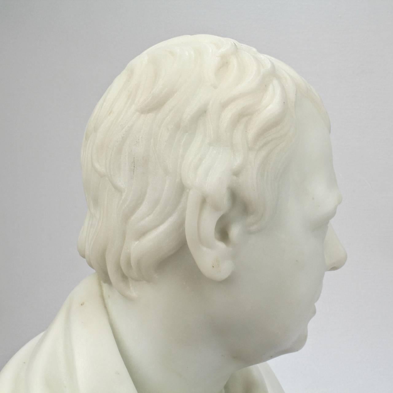 Antique Neoclassical English Marble Bust of Sir Walter Scott After F. C. Leggatt 2