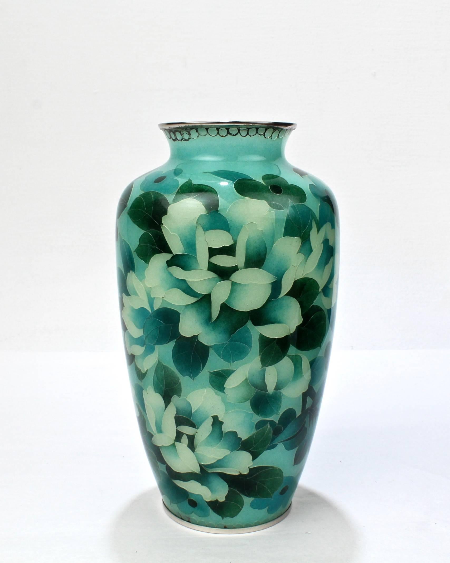 green cloisonne vase