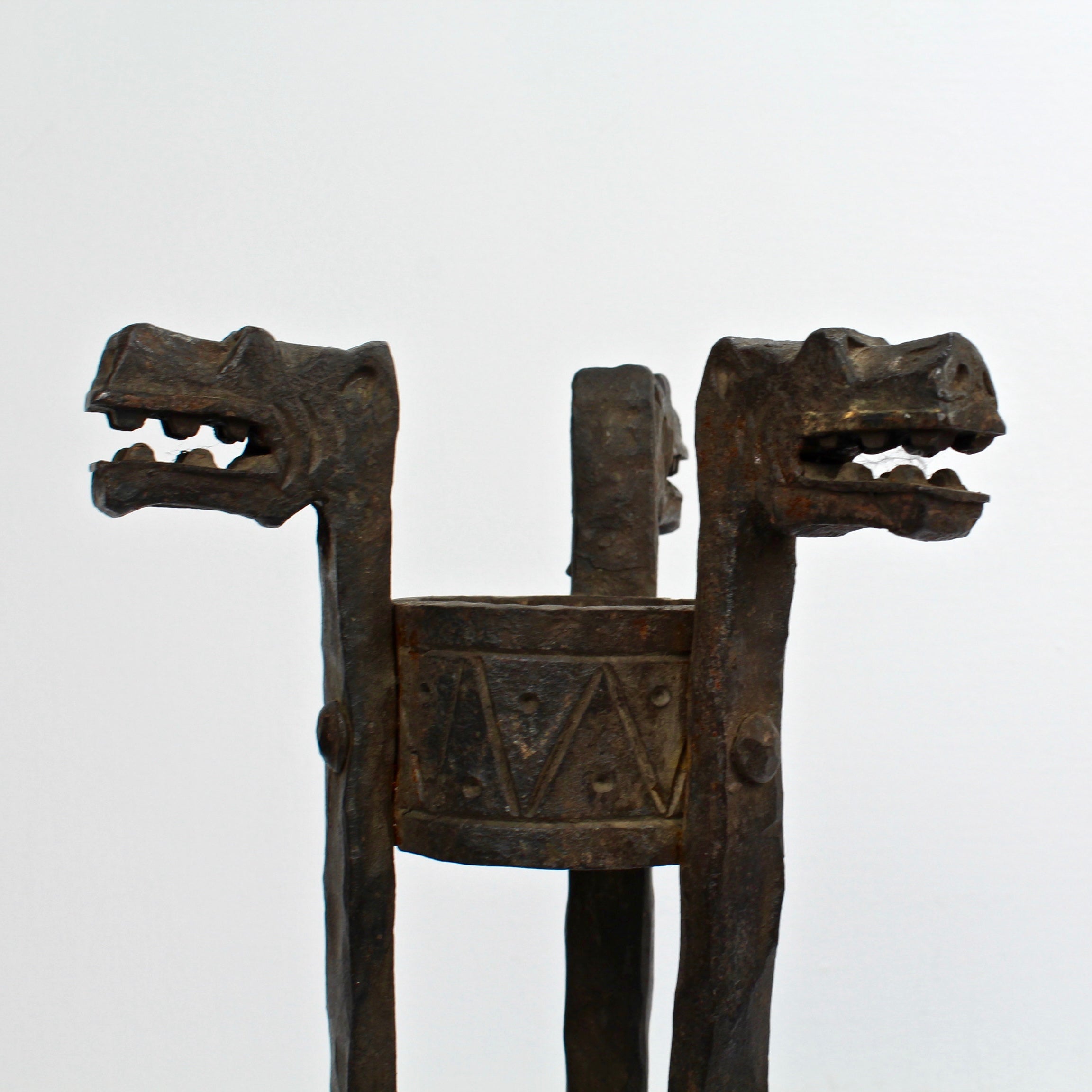 Pair Of Gothic Revival Samuel Yellin Style Figural Wrought Iron Pair Of Gothic Revival Samuel Yellin Style Figural Wrought Iron