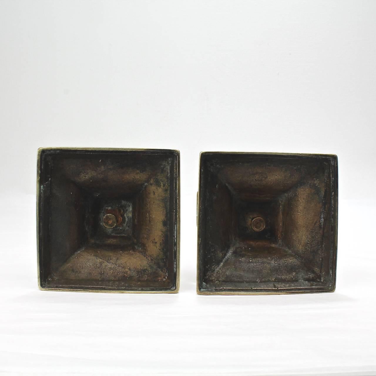 Pair of English 18th Century Georgian Fluted and Tapered Brass Candlesticks 3