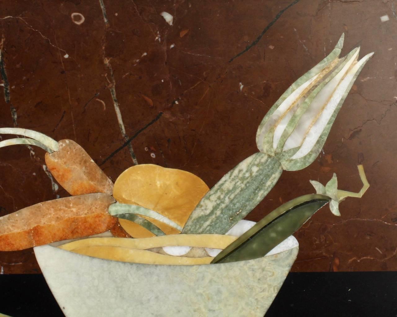 Antique Framed Italian Vegetable Still Life Pietra Dura Plaque  In Good Condition In Philadelphia, PA