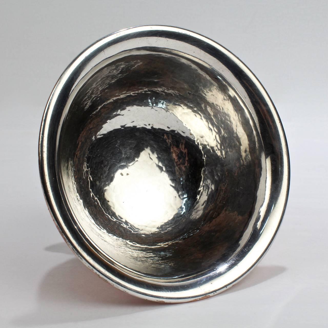American George Gebelein Boston Arts & Crafts Hand-Hammered Copper and Silver Bowl For Sale