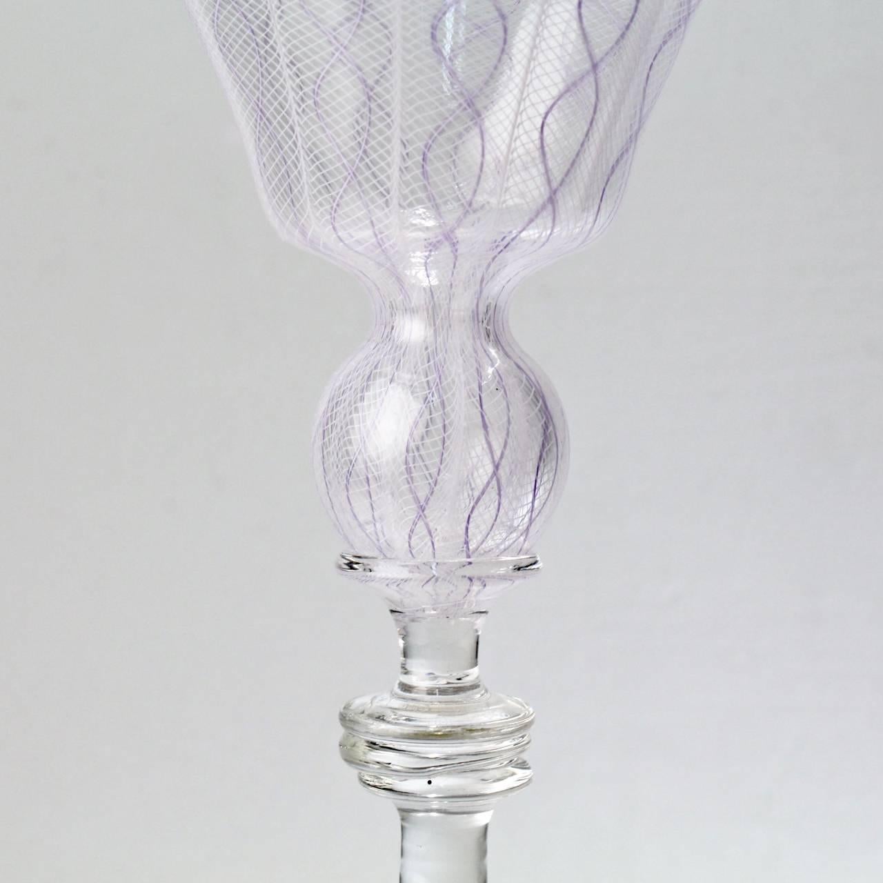 Modern Zanfirico Glass Goblet by Charles Paul Savoie, circa 2000
