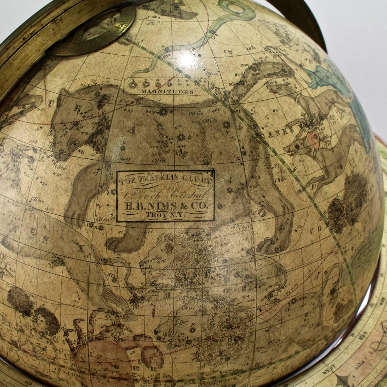 19th Century Franklin Celestial Tabletop Globe by Nims and Company 1