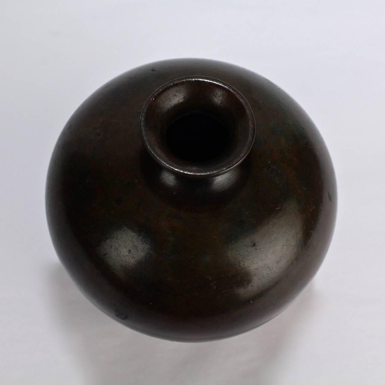 19th Century Fine Diminutive Antique Meiji Period Japanese Bronze Vase
