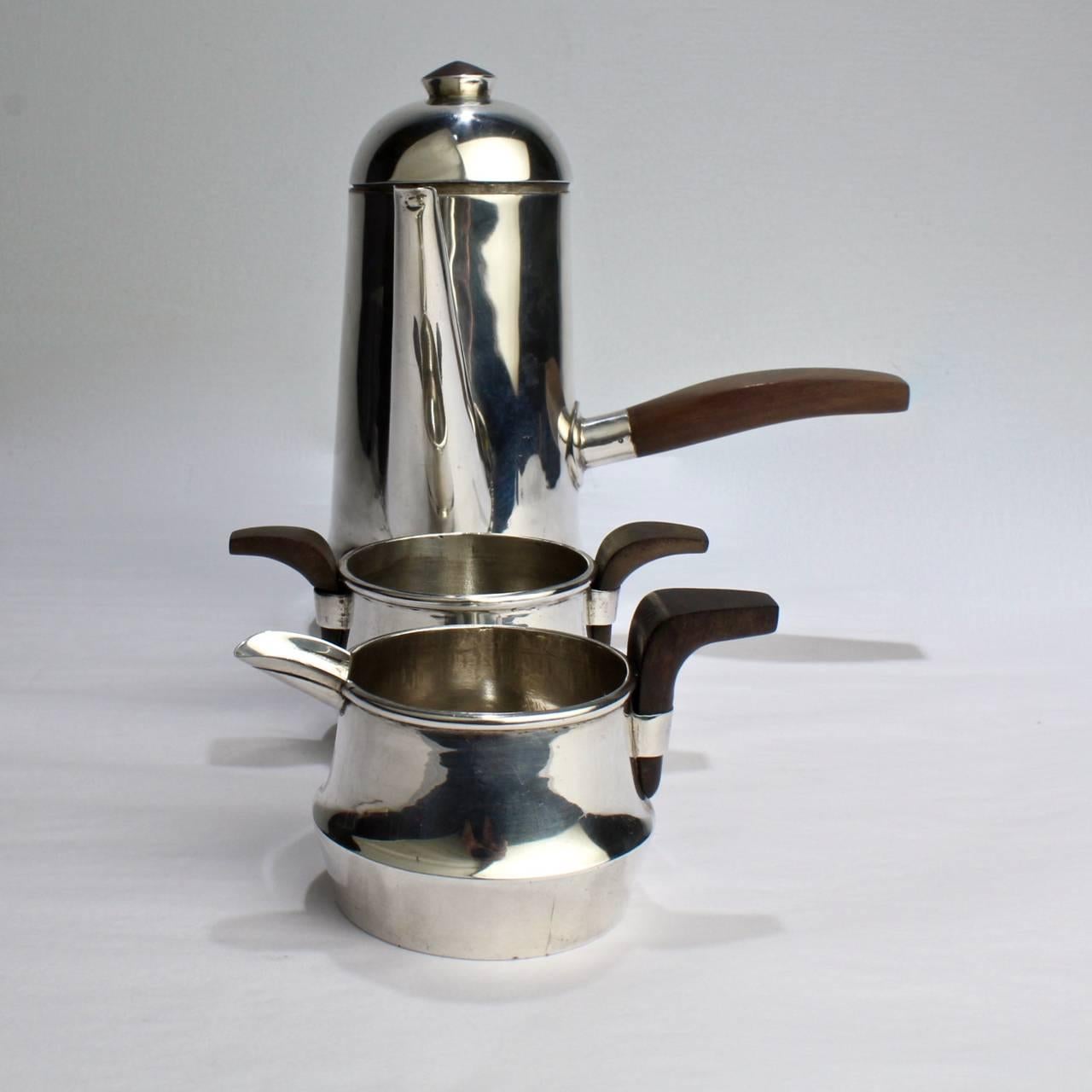 Mid-Century Modern Vintage Hand-Wrought William Spratling Sterling Silver Espresso Coffee Demi Set