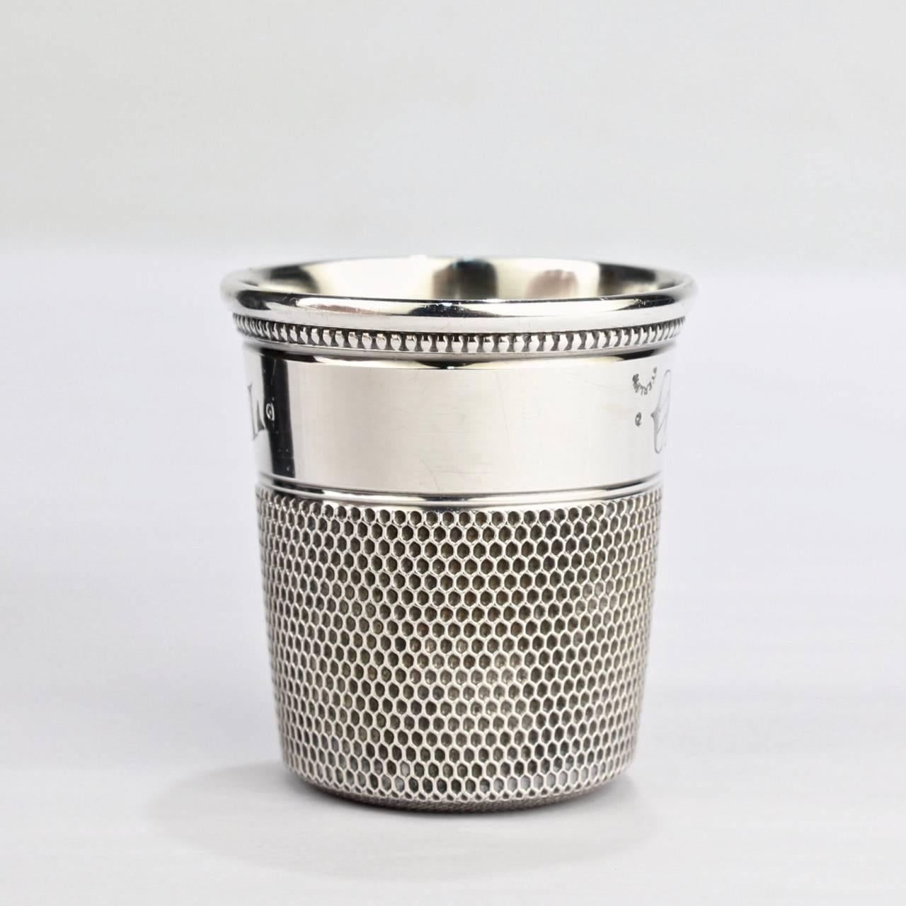 American Art Deco Sterling Silver Only A Thimble Full Cocktail Measure or Shot Glass