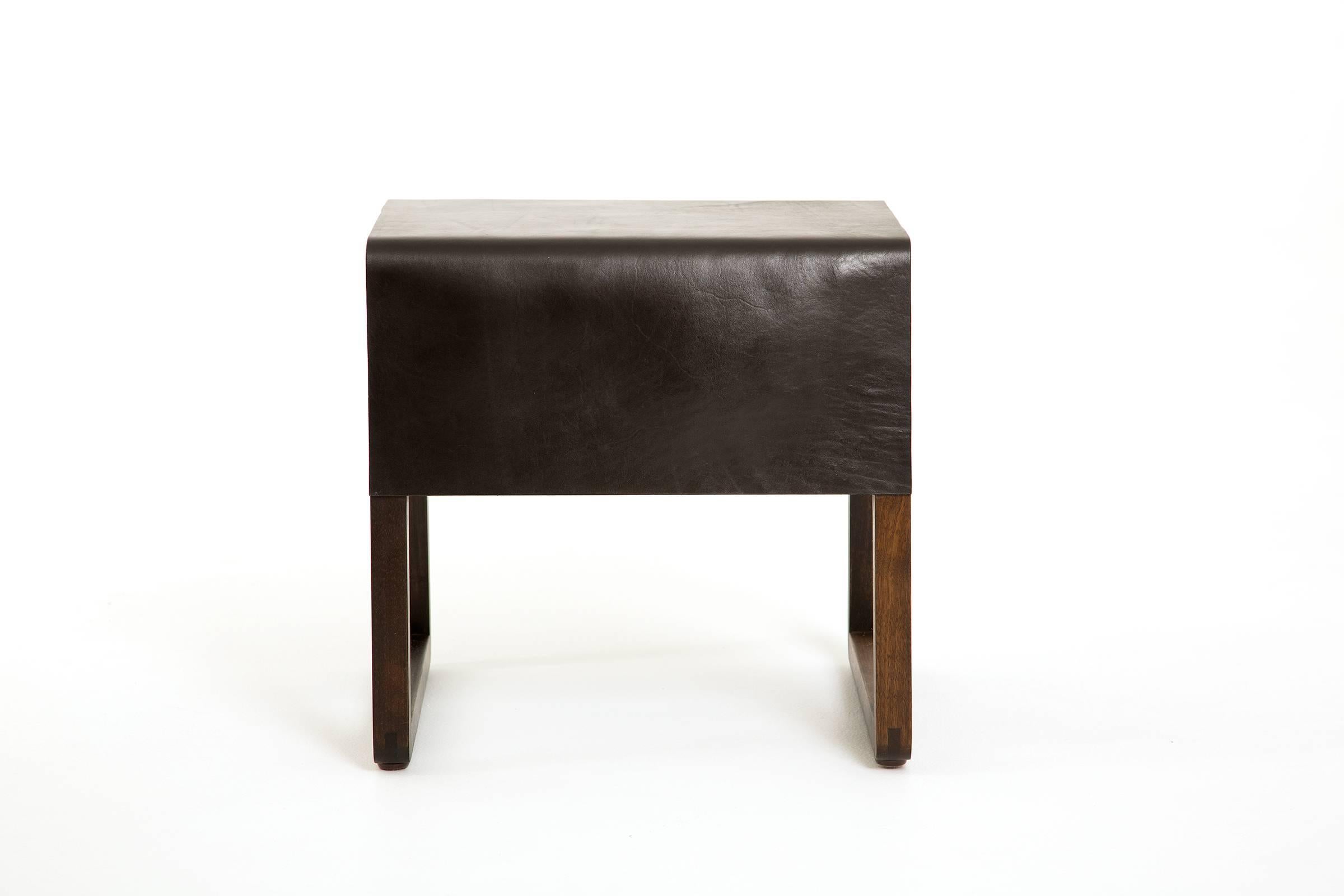 American Leather Top Low Stool in Walnut by Max Greenberg for Works Progress, 2016