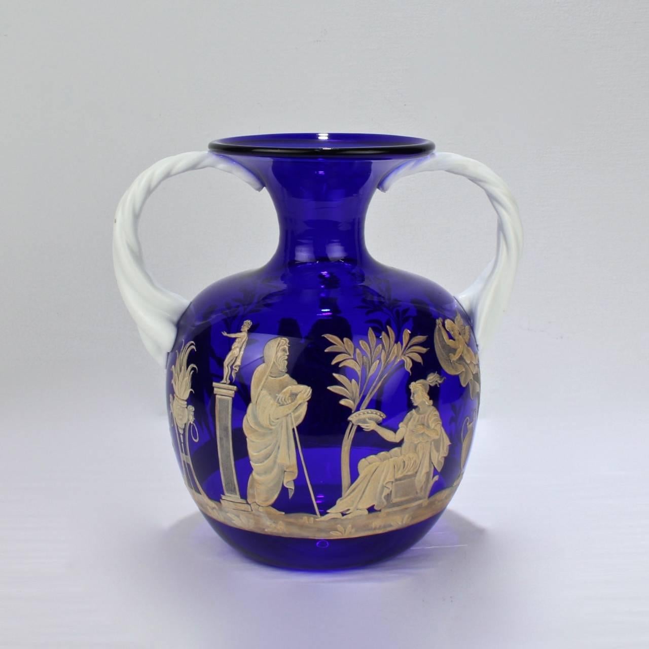 Vintage Pauly & Co Mid-Century Modern Vase aus blauem und weißem Muranoglas / venezianischem Glas aus Portland (Moderne der Mitte des Jahrhunderts) im Angebot