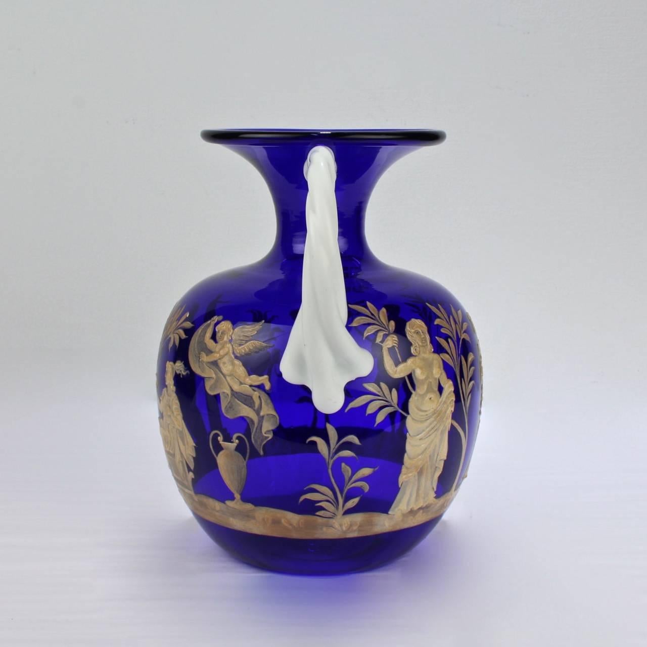 Vintage Pauly & Co Mid-Century Modern Vase aus blauem und weißem Muranoglas / venezianischem Glas aus Portland (Italienisch) im Angebot