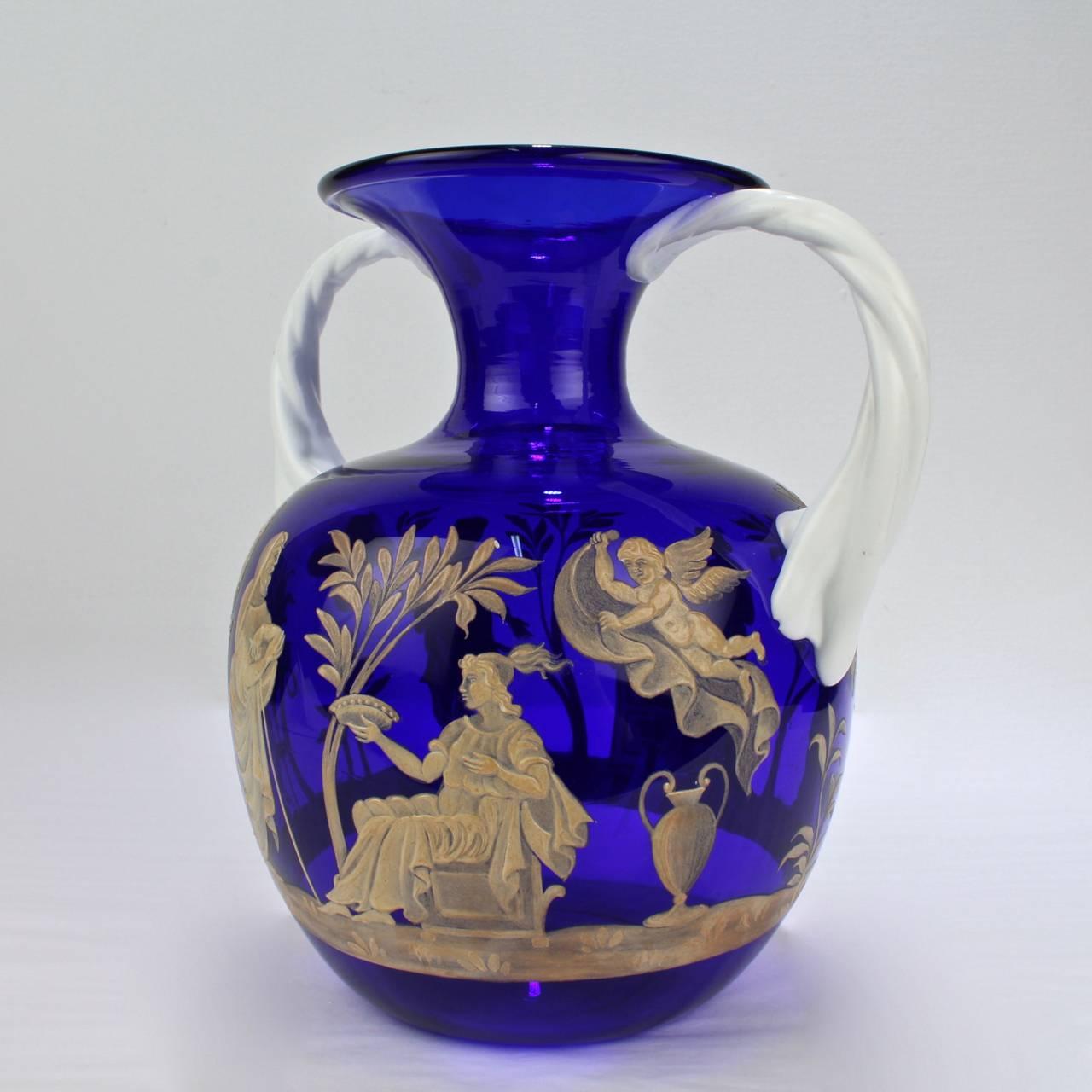 Pauly & Co Mid-Century Modern Blue & White Murano / Venetian Glass Portland Vase In Good Condition For Sale In Philadelphia, PA