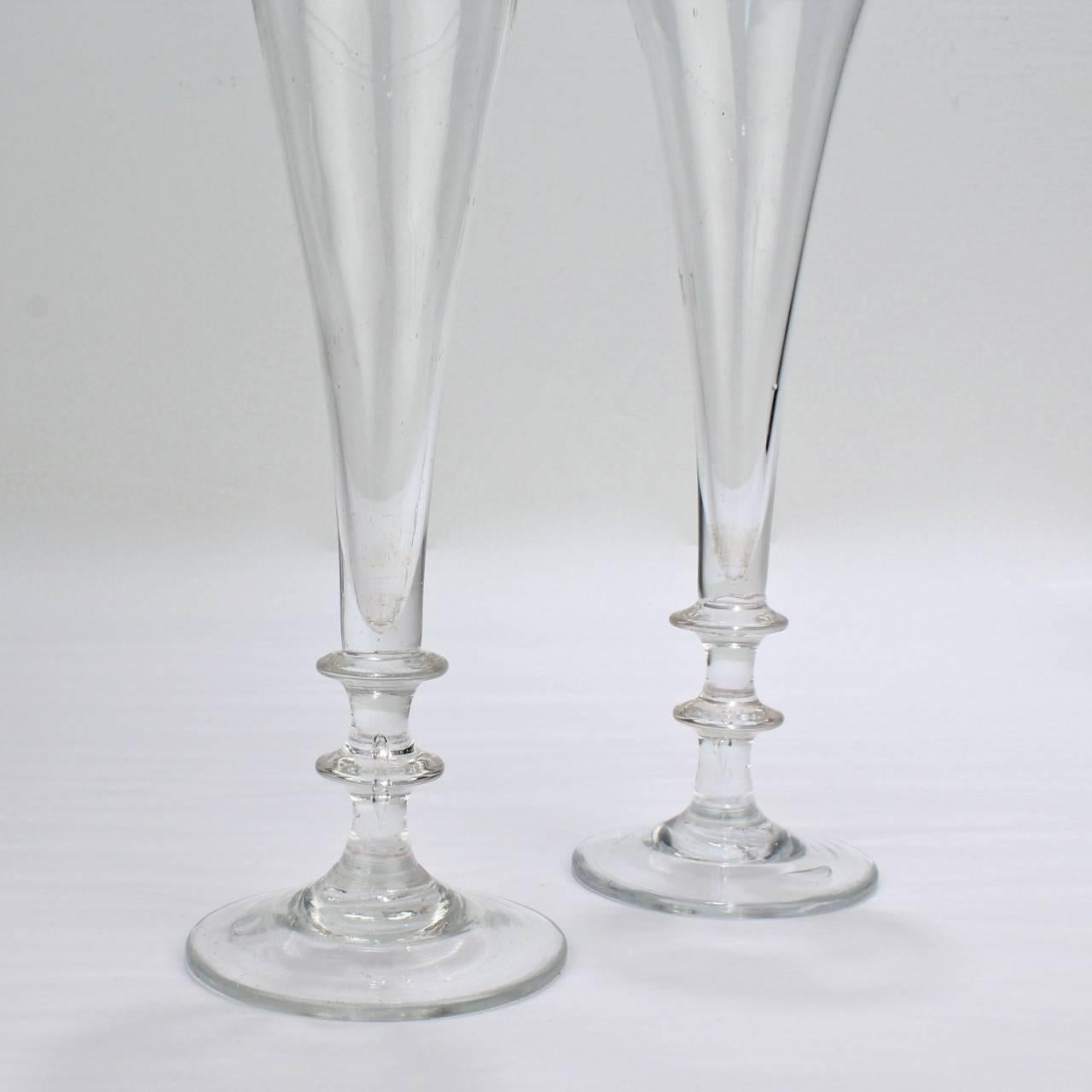 Antique Victorian/Edwardian Anglo-Irish Cut Champagne Saucer Glass x 3 