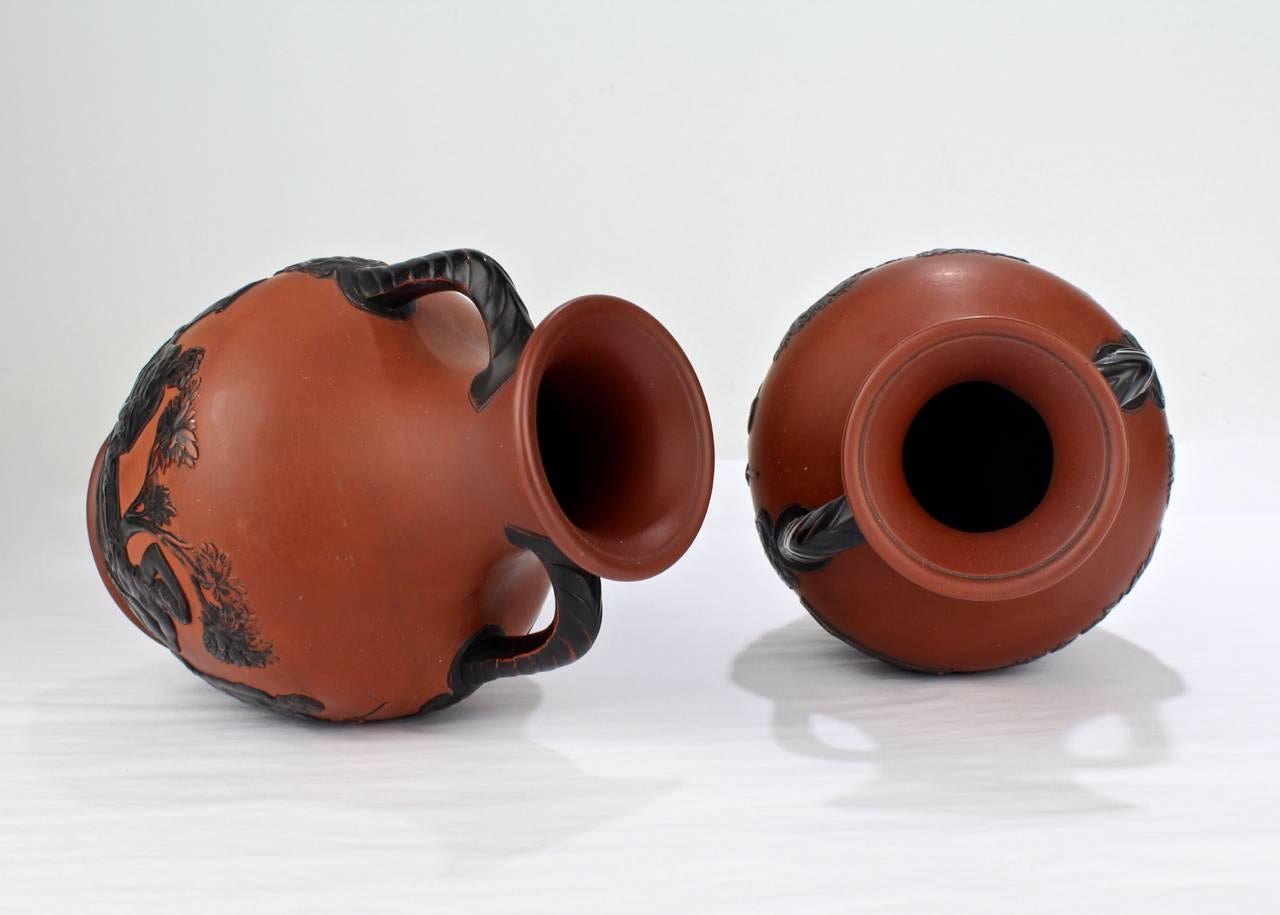 Earthenware Pair of Greek Revival Wilhelm Schiller & Son Terracotta Pottery Portland Vases