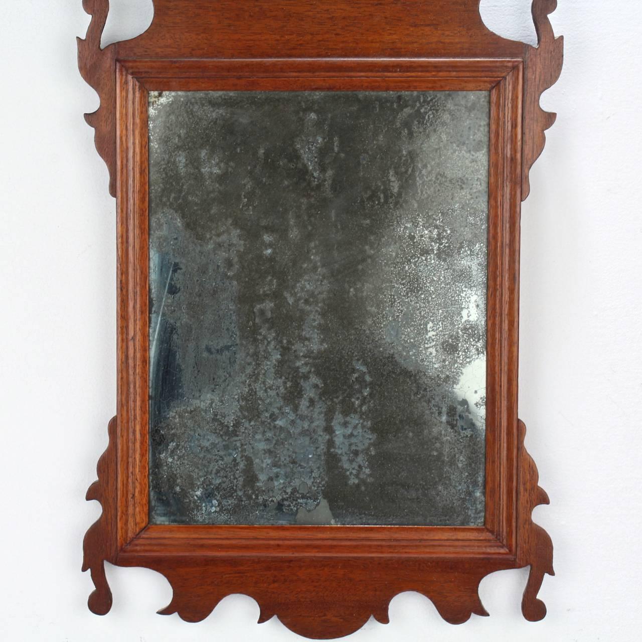 Diminutive 18th Century Mahogany Chippendale Mirror or Looking Glass 1