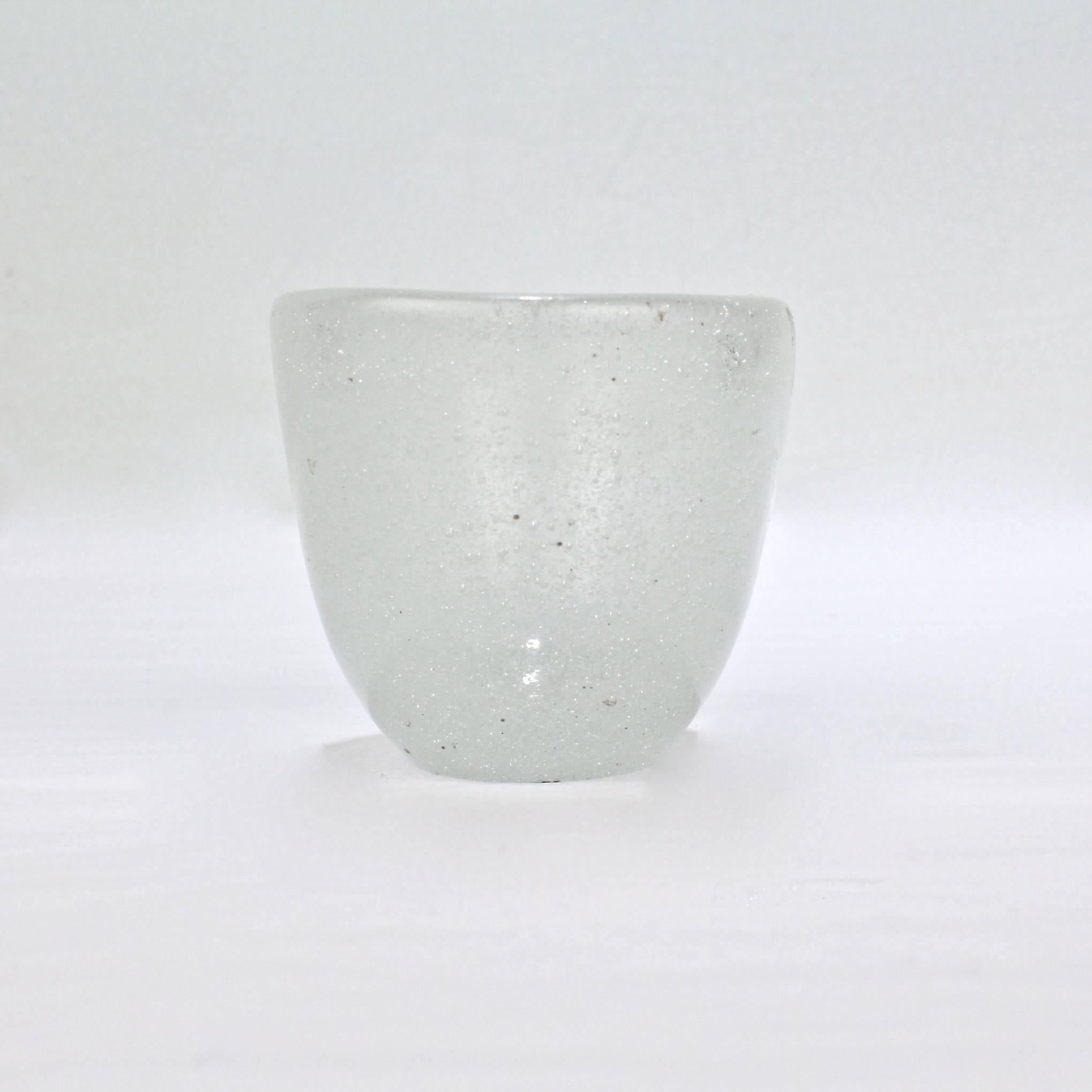 Italian White Pulegoso Glass Vase by Carlo Scarpa for Venini