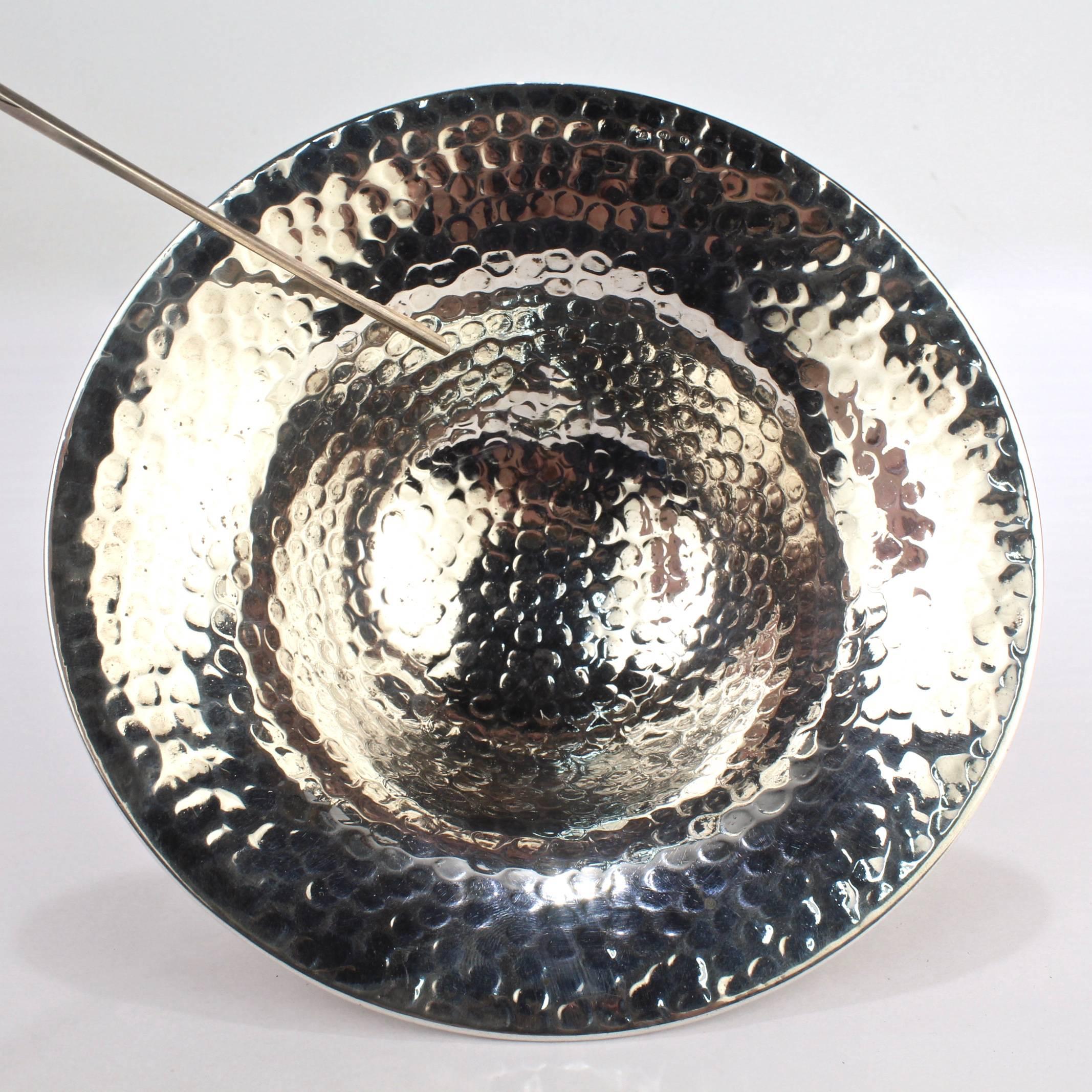 Art Deco Period Hand-Hammered Polish 800 Silver Tab Footed Bowl 5
