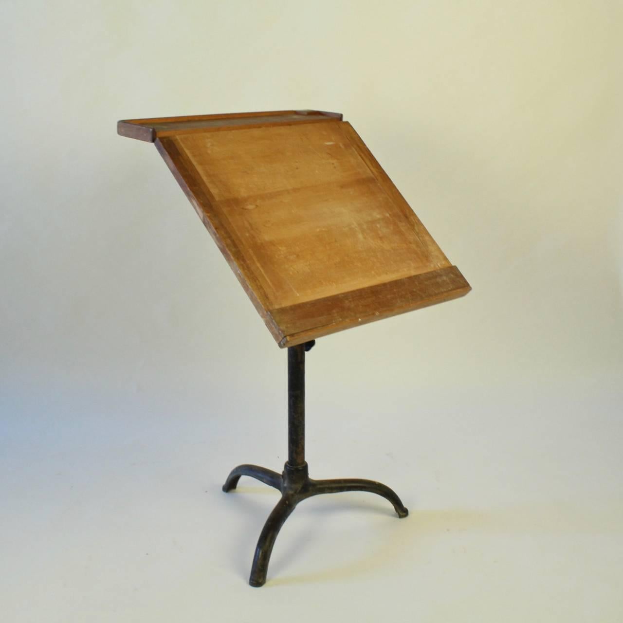 Steampunk Painted Cast Iron & Scrubbed-Top Pine Working Artist's Easel Table, 20th Century