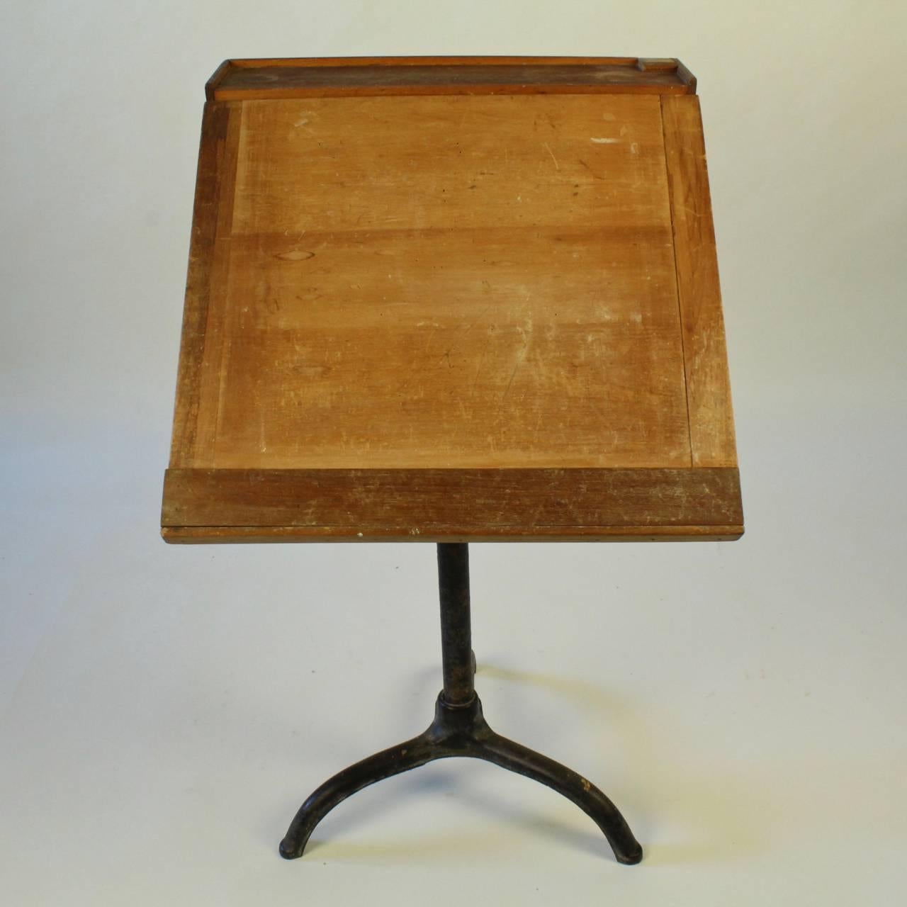 Painted Cast Iron & Scrubbed-Top Pine Working Artist's Easel Table, 20th Century 5