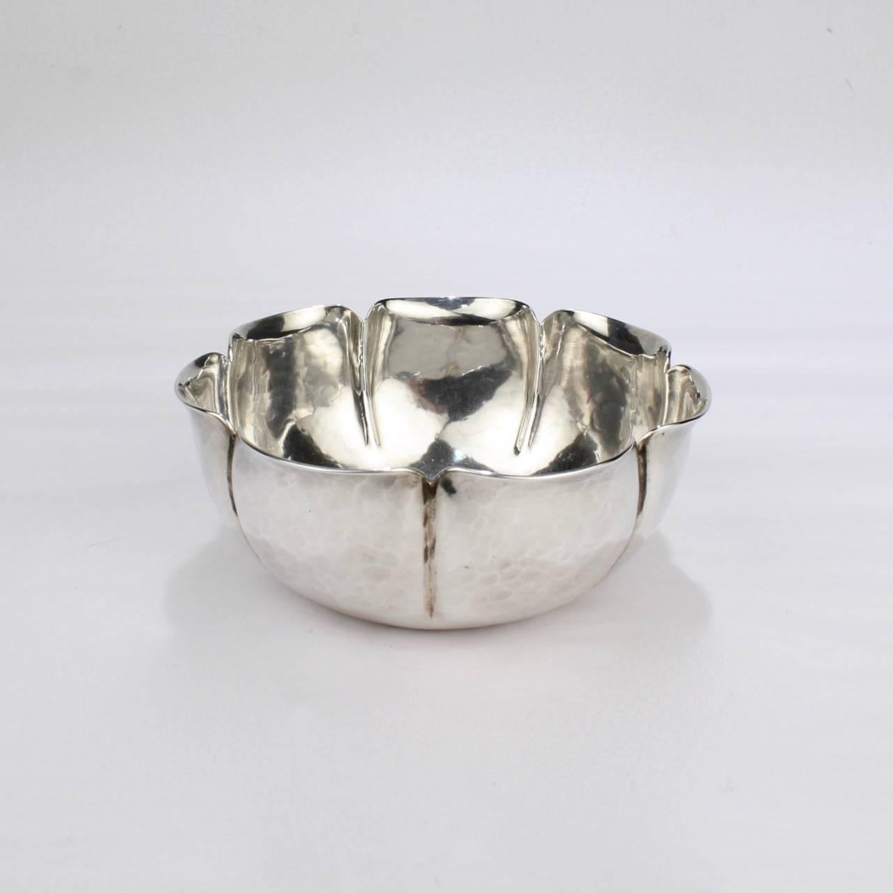 Arts and Crafts Joel F Hewes American Arts & Crafts Hand-Hammered Sterling Silver Bowl
