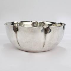 Joel F Hewes American Arts & Crafts Hand-Hammered Sterling Silver Bowl