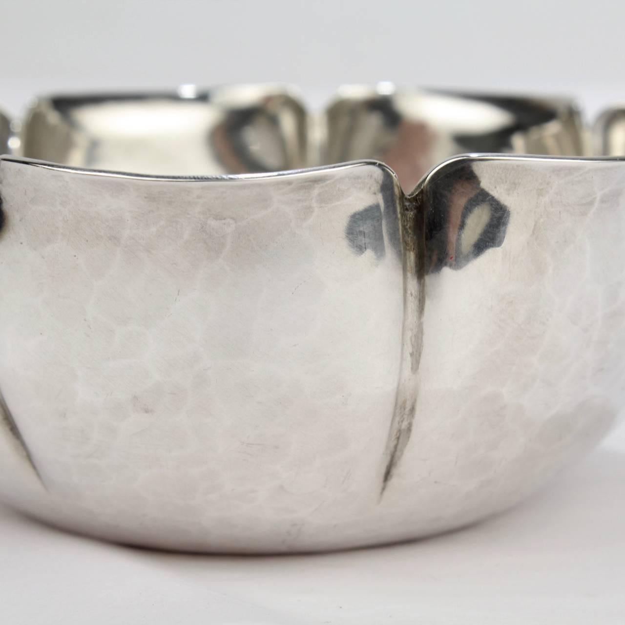 Joel F Hewes American Arts & Crafts Hand-Hammered Sterling Silver Bowl 1