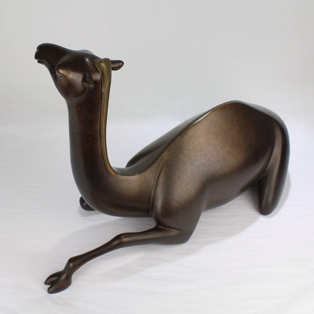 Large Loet Vanderveen Mid-Century Modern Bronze Seated Camel Sculpture 2