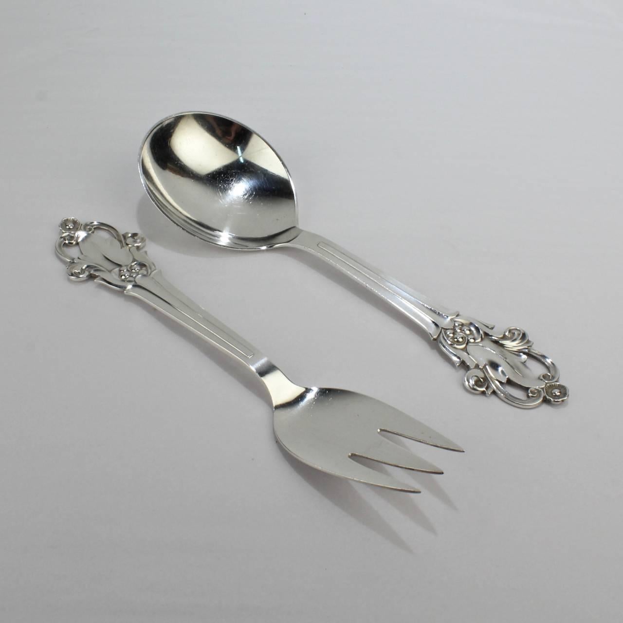 Set di forchette e cucchiai da insalata in argento danese moderno di Cohr In condizioni buone in vendita a Philadelphia, PA