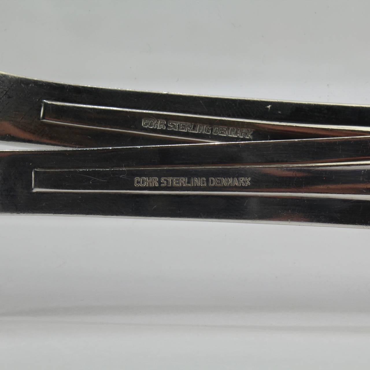 Set di forchette e cucchiai da insalata in argento danese moderno di Cohr in vendita 1
