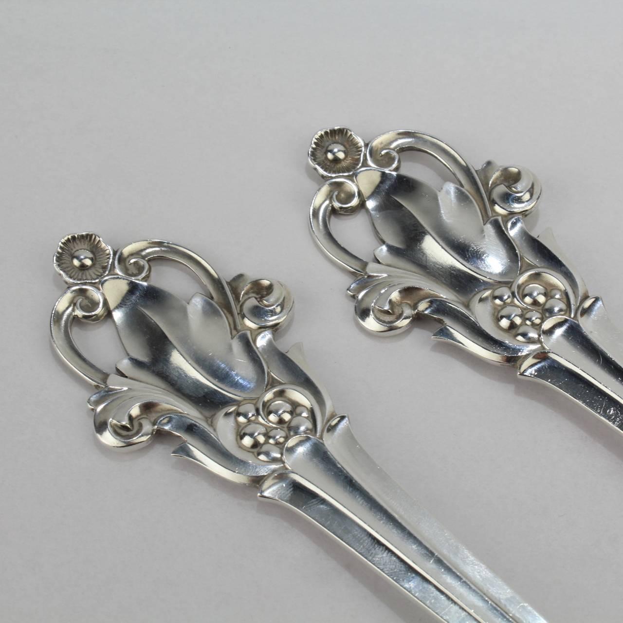 Scandinavo moderno Set di forchette e cucchiai da insalata in argento danese moderno di Cohr in vendita